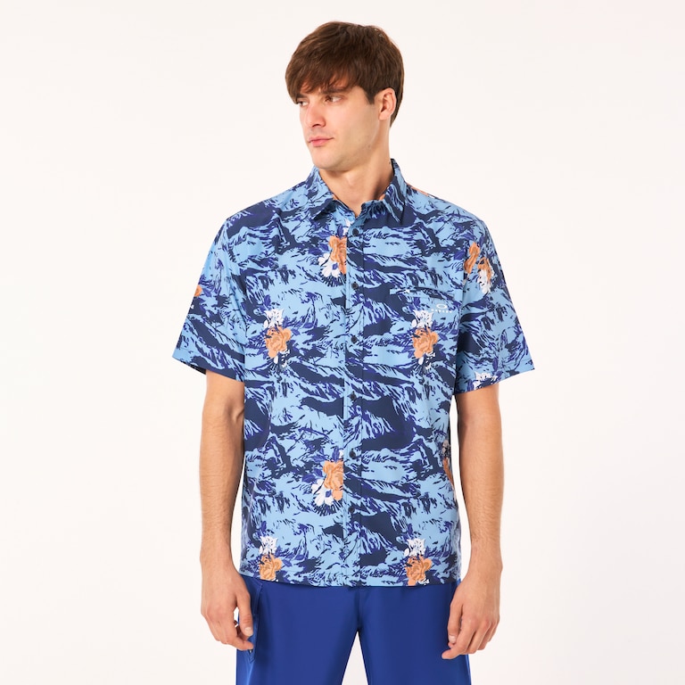 All Day  Rc Shirt - Tiger Flowers Camo Blue