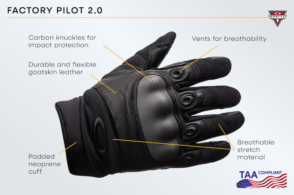 Oakley Factory Pilot 2.0 Glove TAA Compliant in Black | Oakley