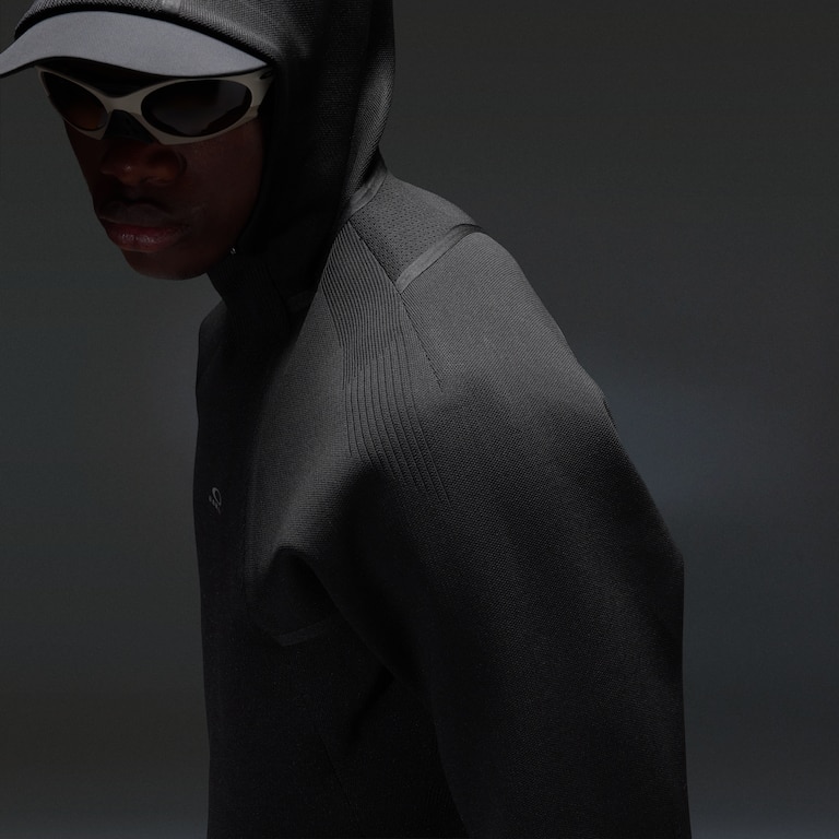 Latitude Veil Knitted Hoodie - Pitch Black