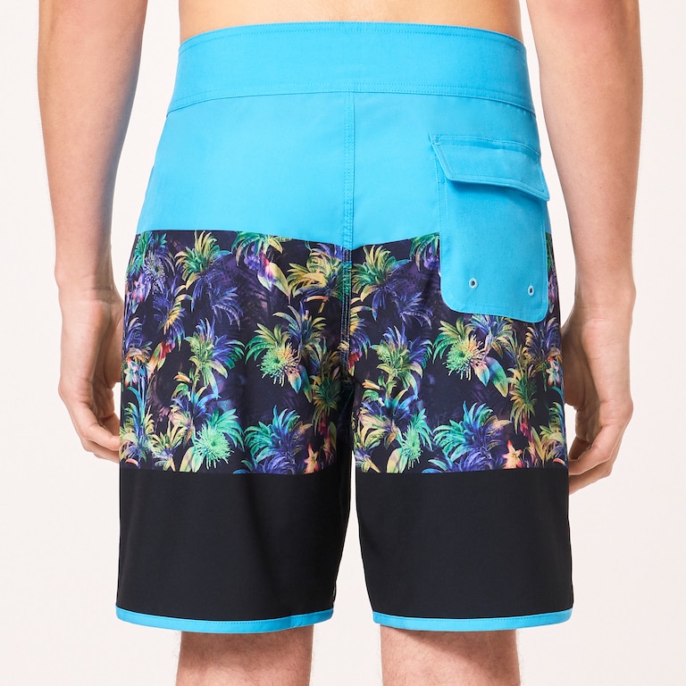 Neon Palms 19" Boardshort - Blue Palm Block Print