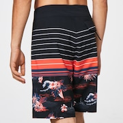 Retro Bloom 20 Boardshort - Black Hawai/Stripe