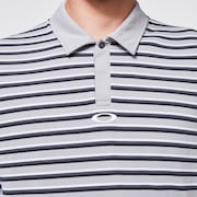 Striped Piquet Polo - Fog Gray