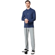 Engineered Insert Long Sleeve Polo - Foggy Blue