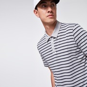 Striped Piquet Polo - Fog Gray