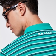 Striped Piquet Polo - Ocean Green