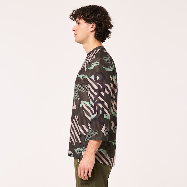 Ride Free LS Jersey - Green Stripe/Grip Camo