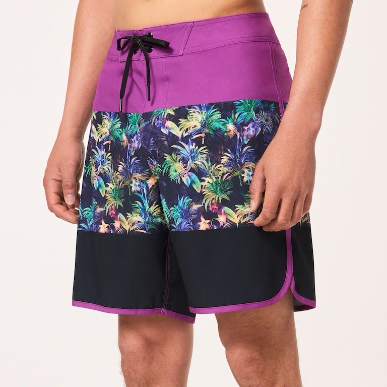 Neon Palms 19" Boardshort - Purple Palm Block Print