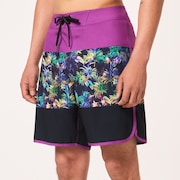 Neon Palms 19" Boardshort - Purple Palm Block Print