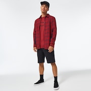 Bonfire Full Zip LS - Fathom/Iron Red Check