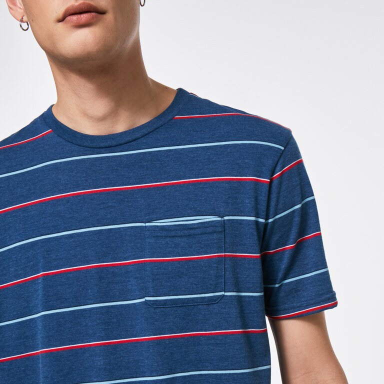 All Stripes SS Tee - Poseidon Heather