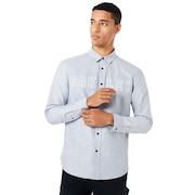 Icon Oxford Logo LS Shirt - Stone Gray