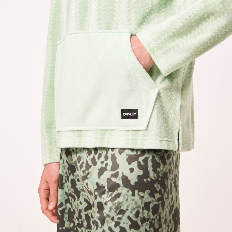 Dawny 1/4 Zip Hoodie - Green Zig-Zag Print