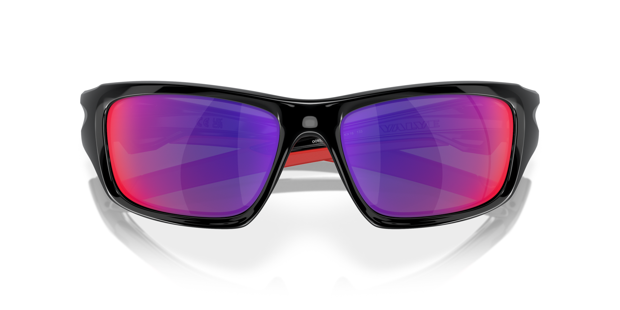 Oakley Valve® Sunglasses with Polished Black Frame and + Red