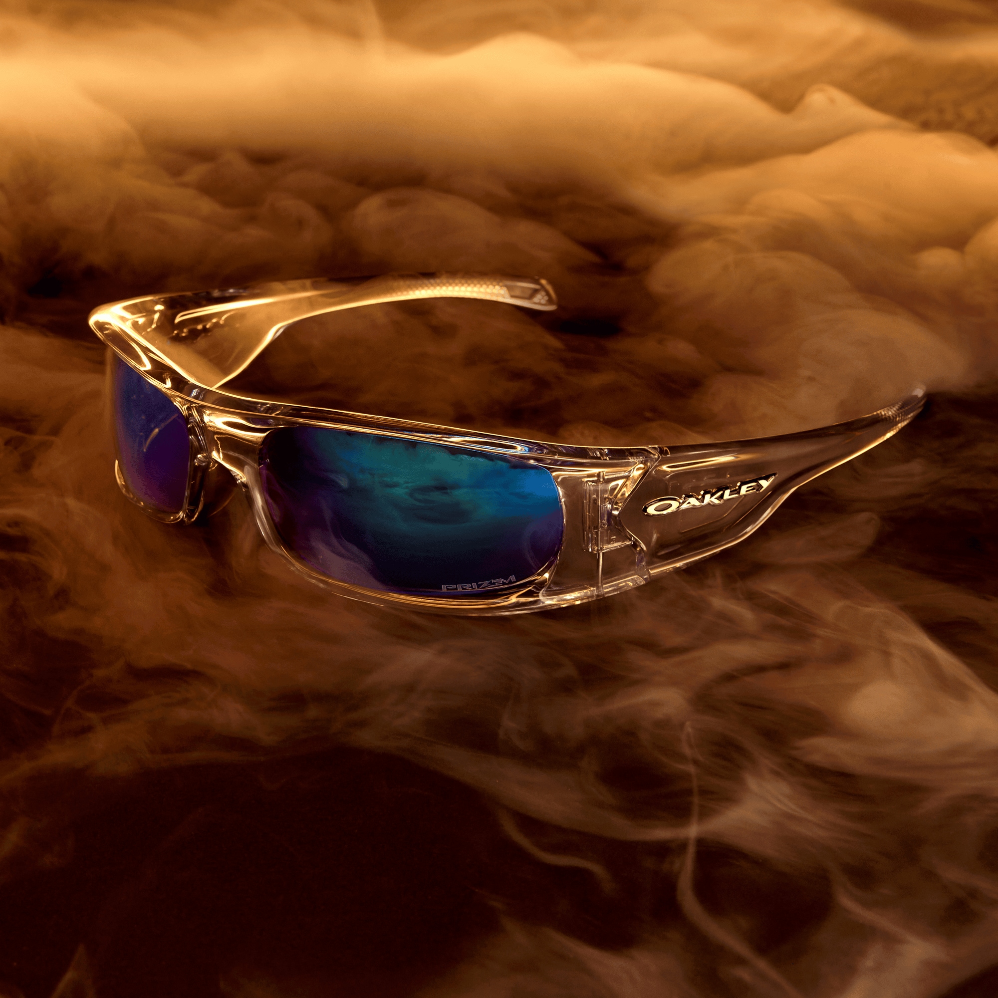 Oakley Highland Sunglasses with Clear Frame and Prizm Sapphire