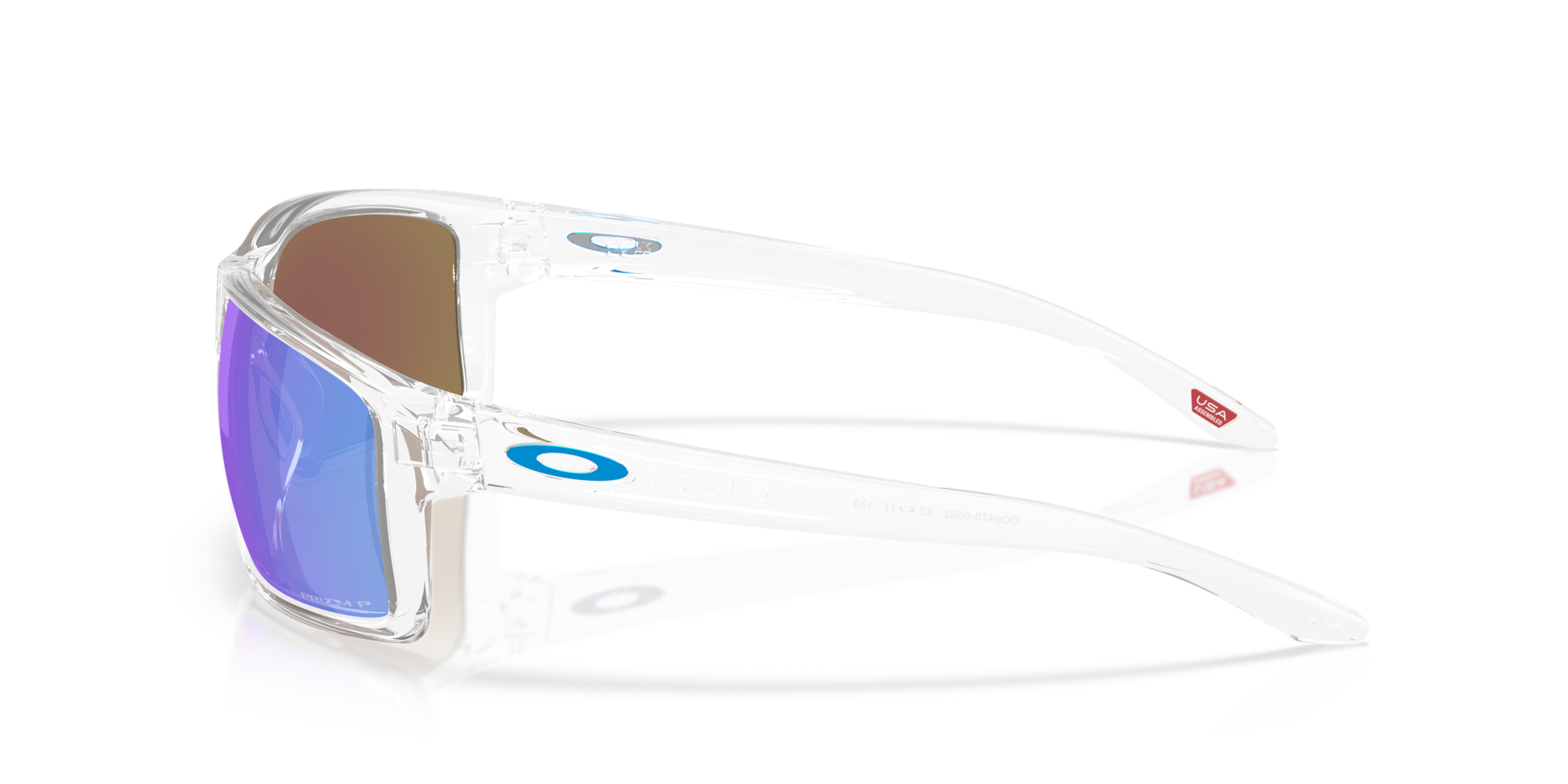Oakley Gibston XL Sunglasses with Clear Frame and Prizm Sapphire