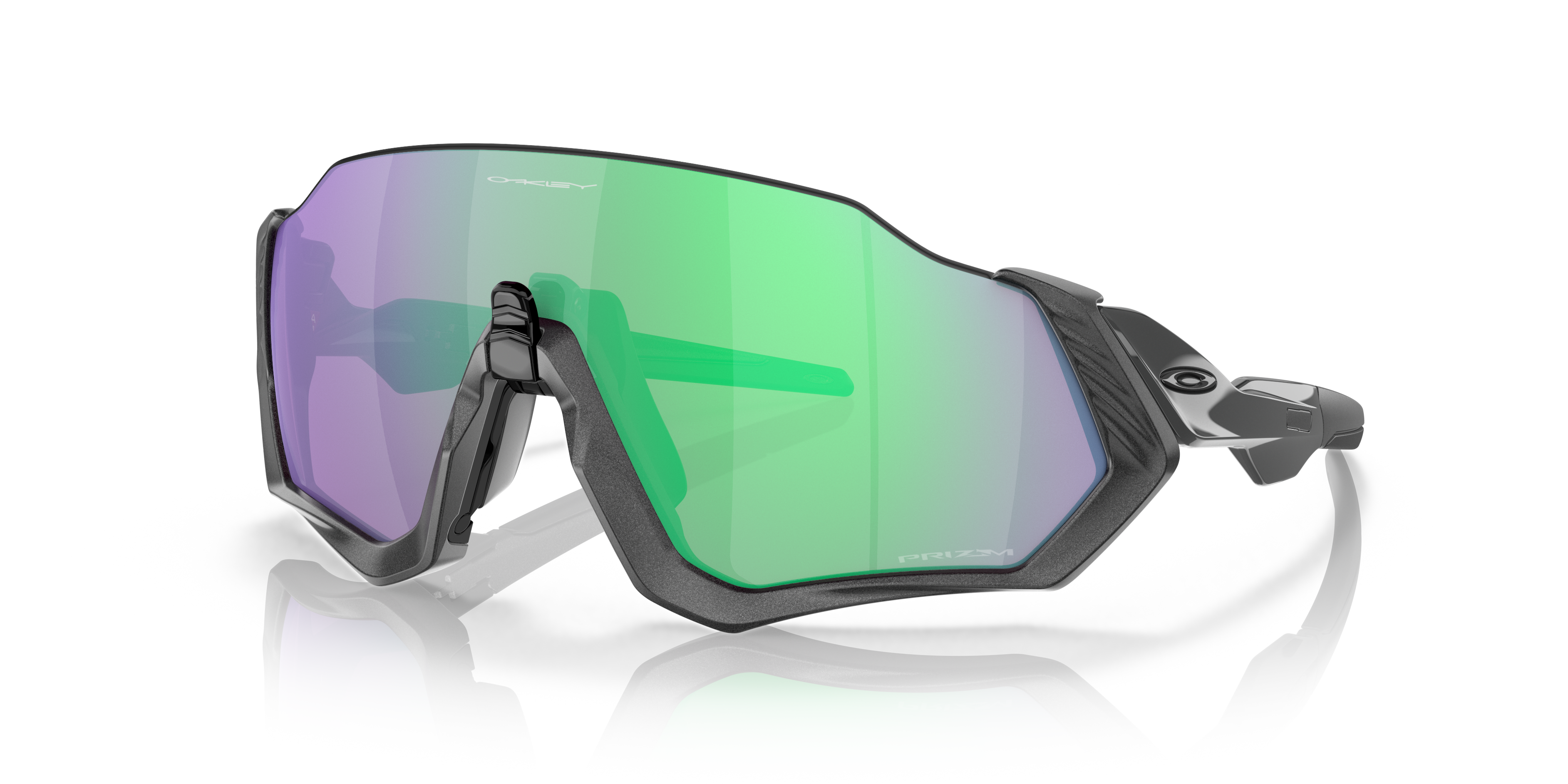 【美品】OAKLEY フライトジャケット（OO9401-0737-136）ゴルフ Oakley Flight Jacket™ Sunglasses with Matte Steel Frame and Prizm