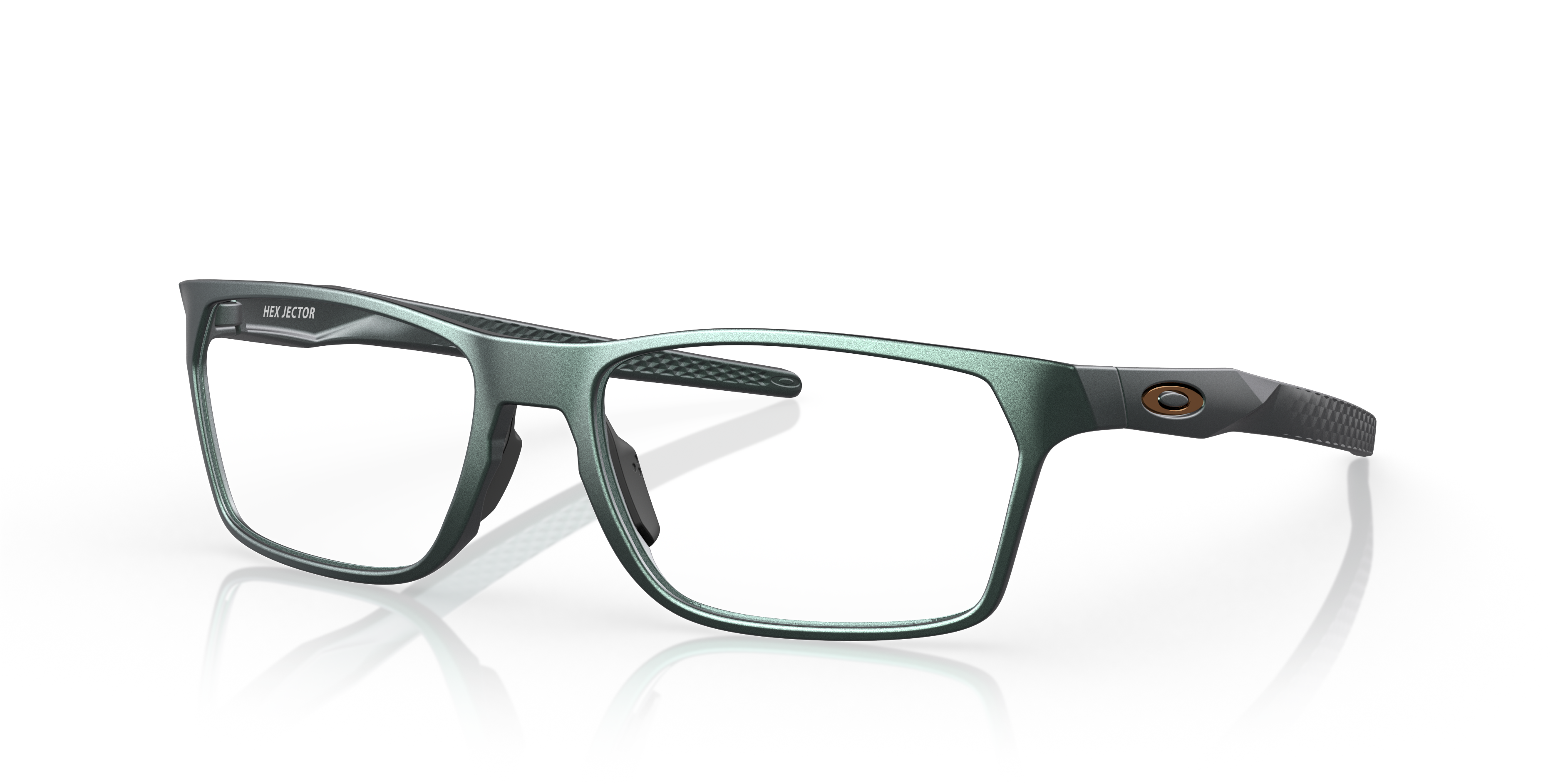 Oakley Hex Jector Eyeglasses with Dark Matte Silver/Blue