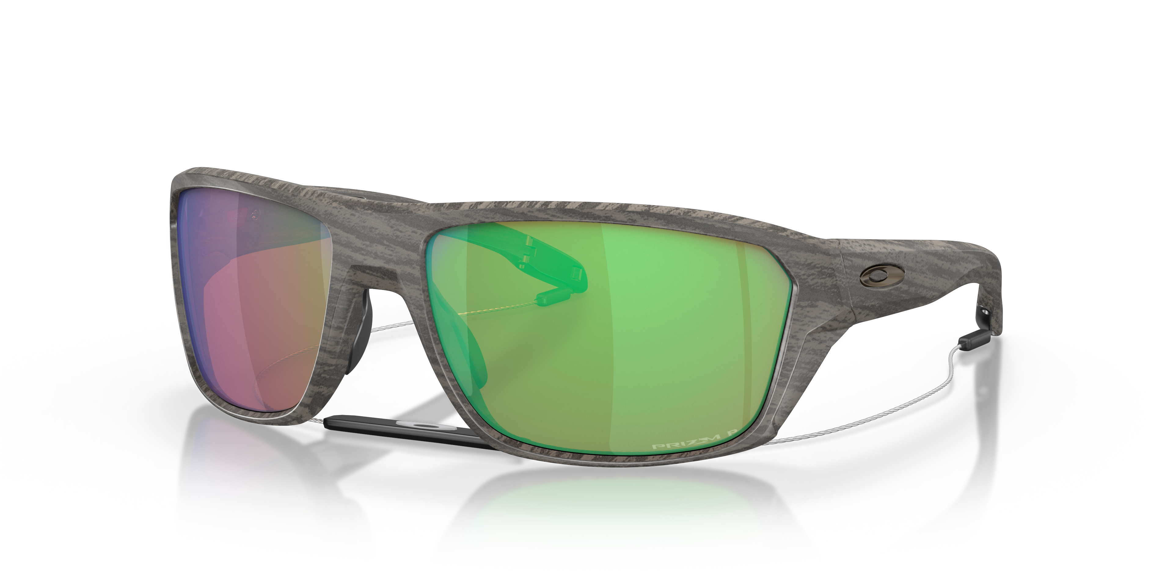 希少 Oakley Split Shot PRIZM SHALLOW WATER Split Shot Prizm Shallow Water Polarized Lenses, Woodgrain Frame