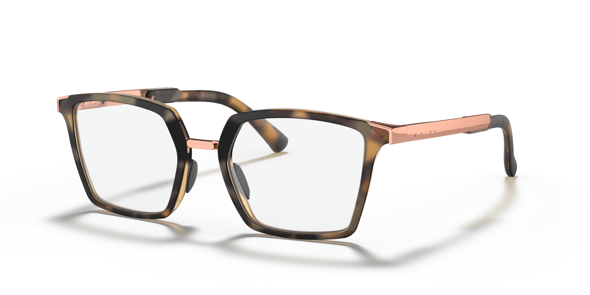 Oakley Side Swept Eyeglasses with Satin Brown Tortoise Frame