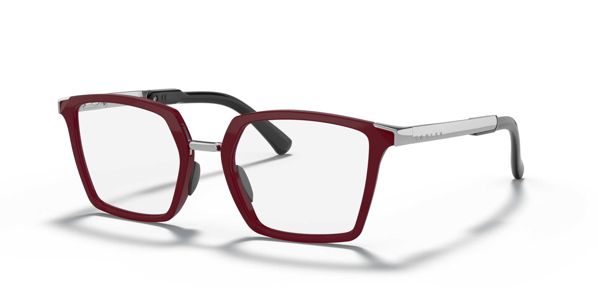 Oakley Side Swept Eyeglasses with Polished Brick Red Frame