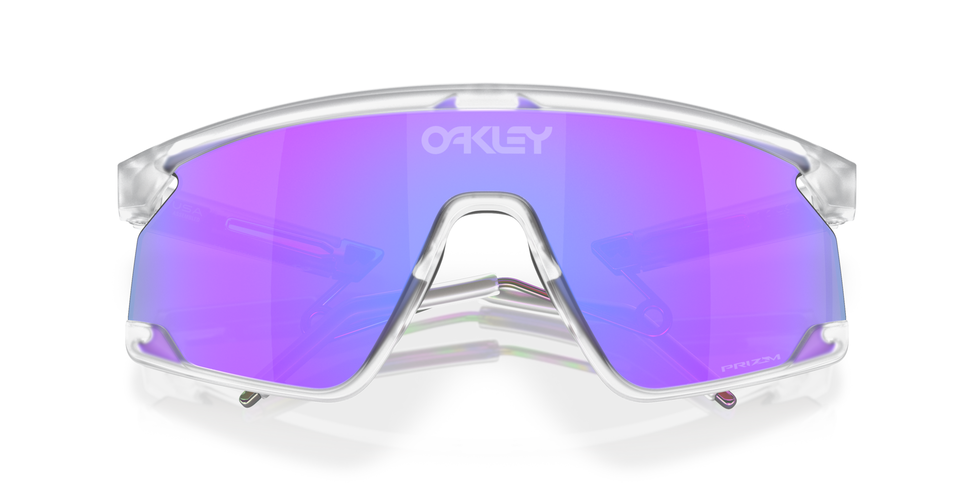 Oakley サングラス 紫レンズ クリアフレーム Oakley BXTR Metal Sunglasses with Matte Clear Frame and Prizm