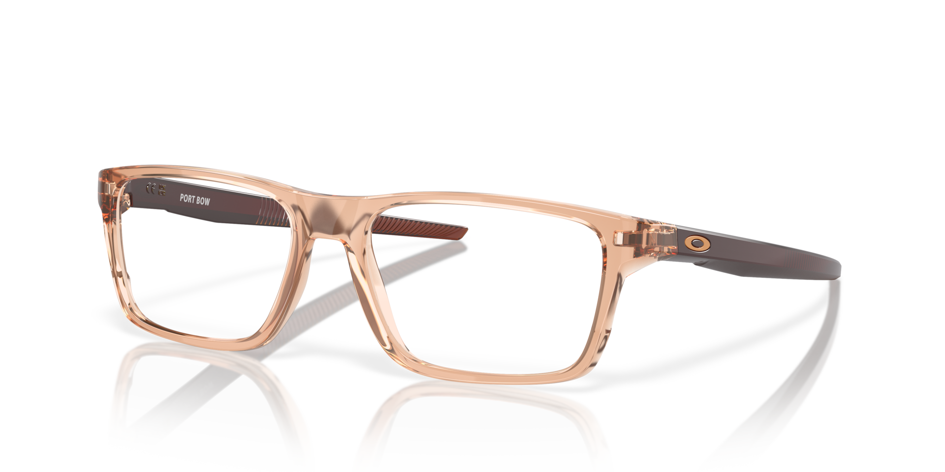 Oakley Port Bow Eyeglasses with Polished Transparent Sepia Frame