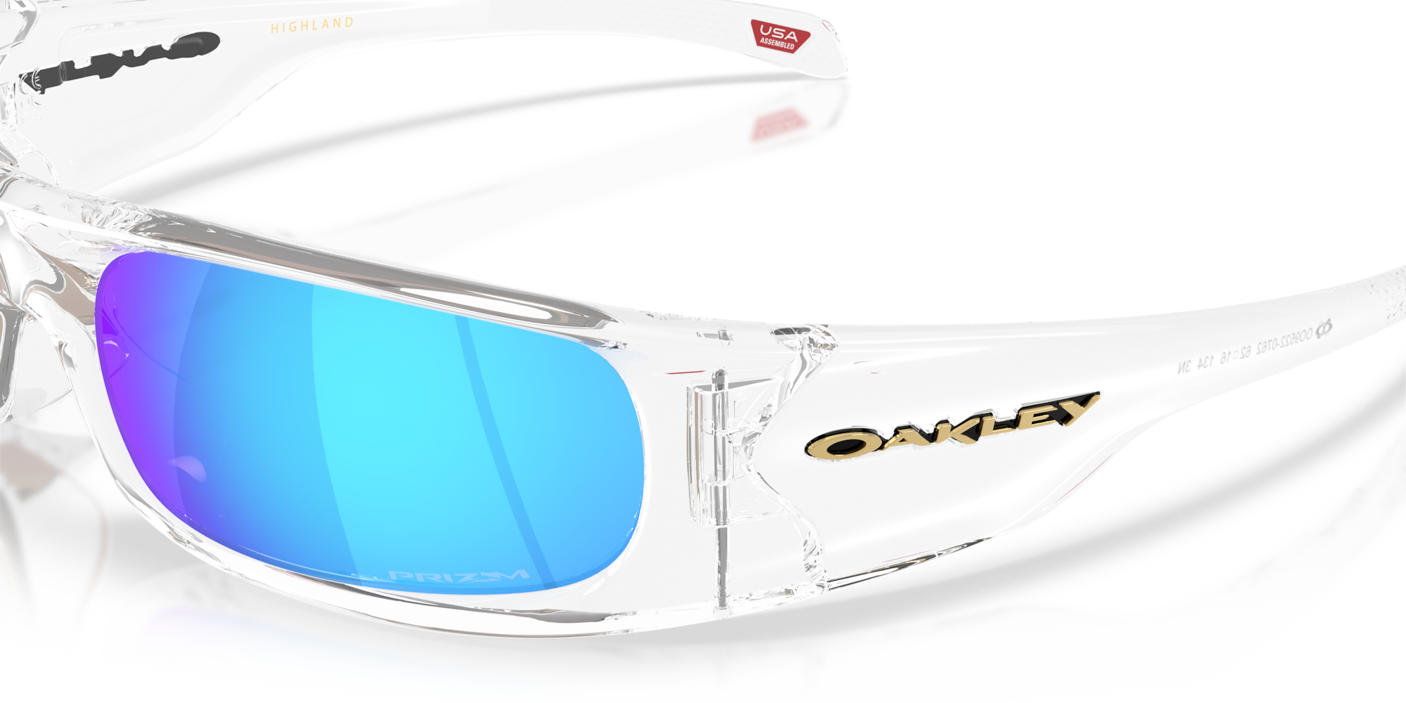 Oakley Highland Sunglasses with Clear Frame and Prizm Sapphire