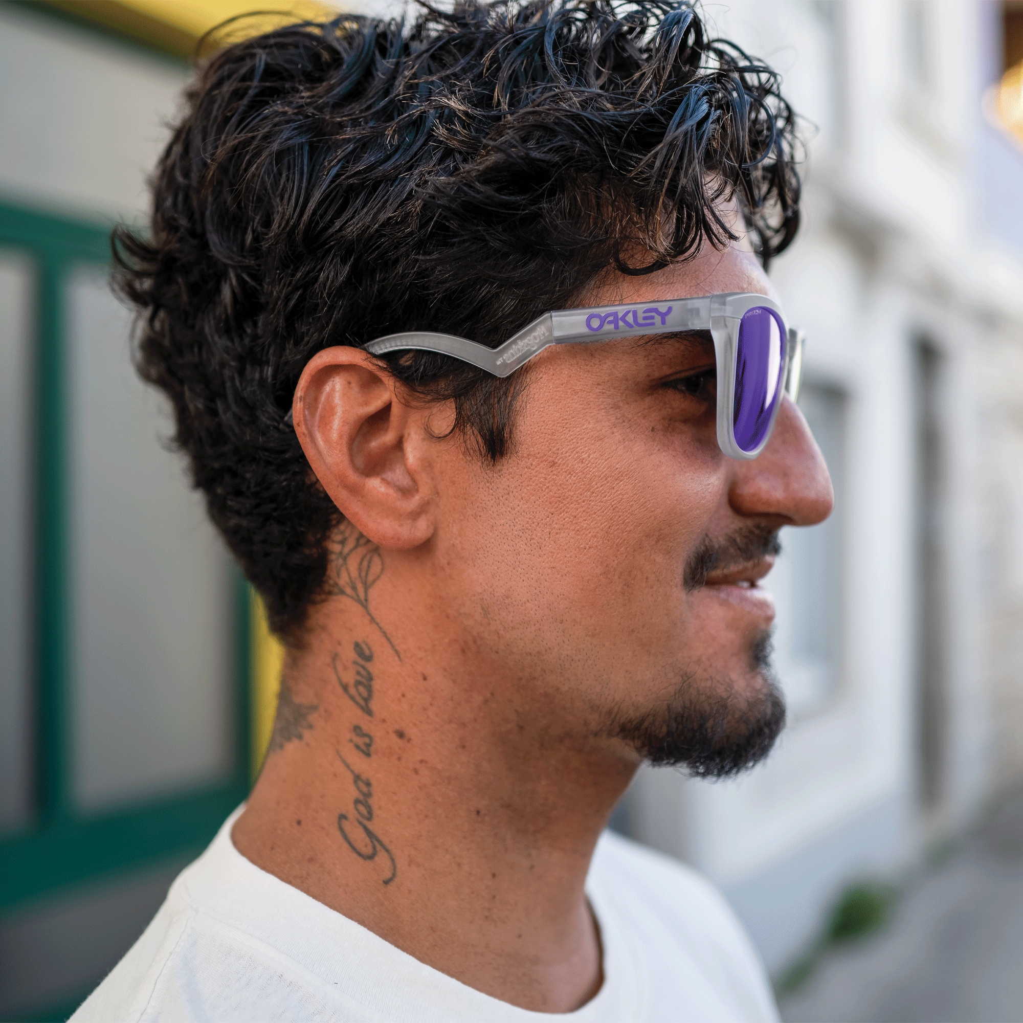 Oakley Frogskins™ Hybrid Sunglasses with Matte Lilac/Prizm Clear
